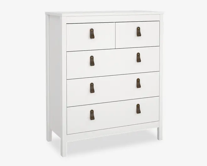 Kommode Madrid med 5 skuffer hvid