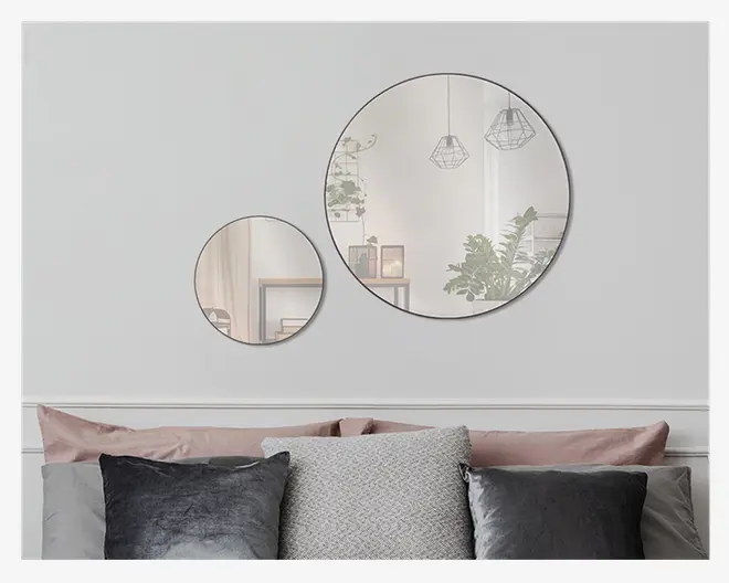 Spejl Cirkel Sort Ø.80 cm