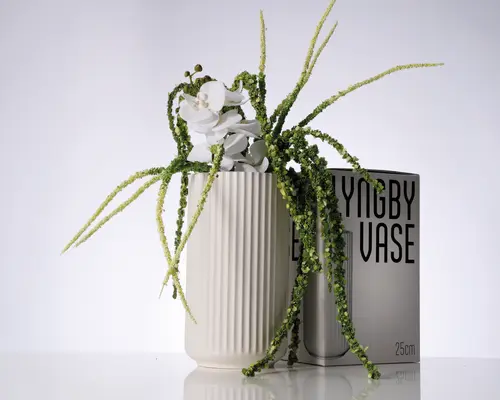Lyngby vase porcelæn hvid H.25 cm