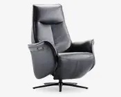 Drejestol m/indbygget fodskammel sort læder