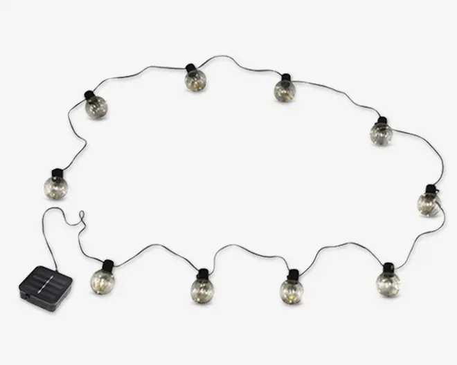 Solar lyskæde 10 pære 2,4m