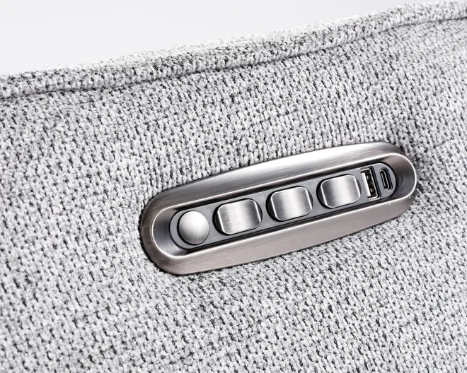 Drejestol m/indbygget fodskammel grå stof