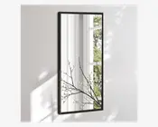 Spejl slim sort træ 40x80 cm 