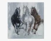 Maleri 3 heste grå 100x100 cm