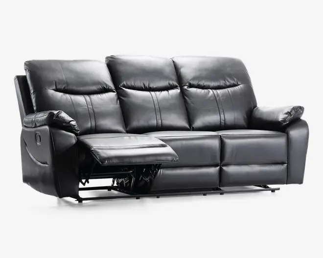 Sofa 3 pers med recliner sort