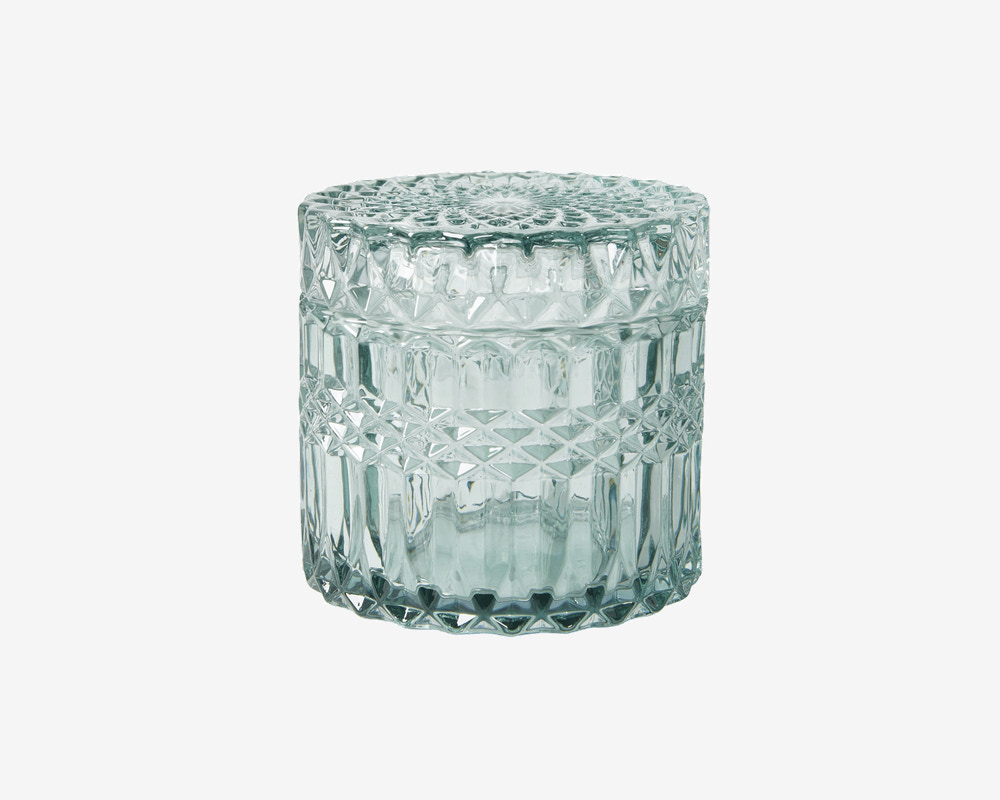 Krukke Med Låg Glas Aqua H.9 cm 