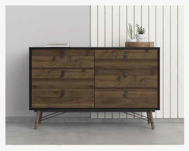 Kommode Ry m. 6 skuffer