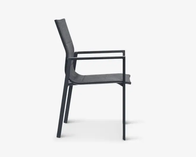Havestol i grå textiline/antracit stel
