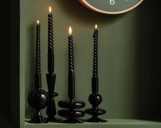 Lysestage double bubble sort H.17 cm 