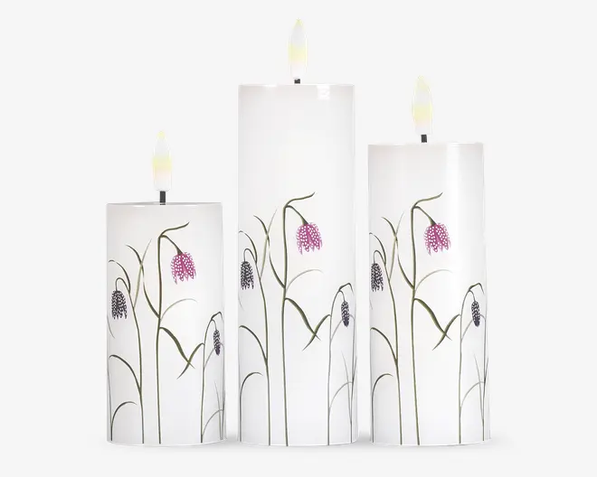 LED lys voks 3 stk. blomster