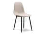 Stol med glat, lysebeige formstøbt sæde og ryglæn, der har et let buet ergonomisk design. Støttes af fire slanke, sorte metalben, som er let udadskrånende for stabilitet. Sædet har et minimalistisk, moderne udseende uden synlige syninger eller polstring.