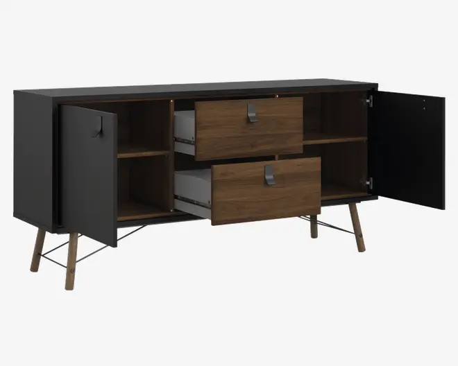 Skænk Ry B. 150 cm sort/valnød