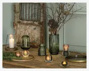 Loe fyrfadsstage lotusblomst grøn Ø.9 cm