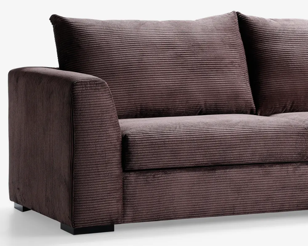 Sofa med chaiselong brun fløjl højre