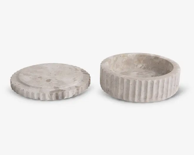 Krukke m/låg brun marmor Ø.15 cm 