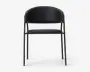 Spisebordsstol med armlæn i sort kunstlæder