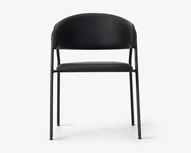 Spisebordsstol med armlæn i sort kunstlæder