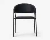 Spisebordsstol med armlæn i sort kunstlæder