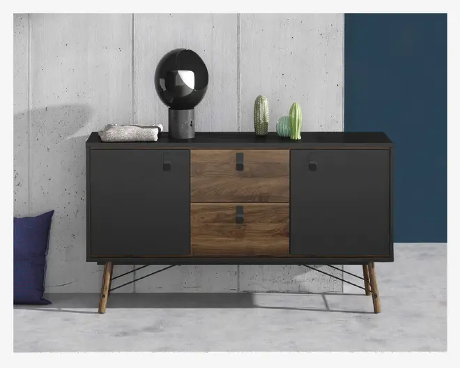 Skænk Ry B. 150 cm sort/valnød