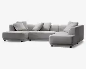 Sofa U-shape grå/beige højrevendt