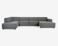 Sofa U-shape Venstrevendt Grå