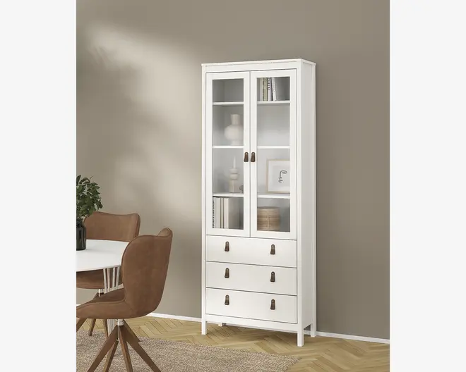 Vitrine Madrid hvid med 3 skuffer