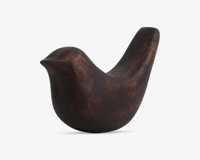 Figur fugl valnød H.12,5 cm 