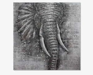 Maleri elefant grå 120x120 cm 