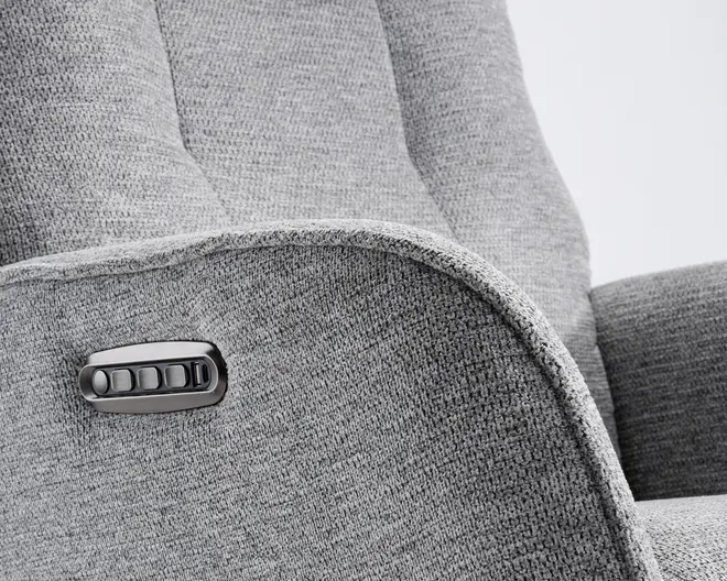 Drejestol m/indbygget fodskammel grå stof