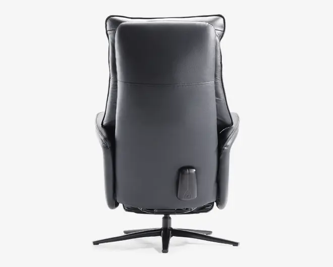 Drejestol m/indbygget fodskammel sort læder