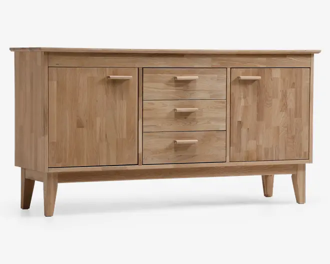 Skænk i hvidolieret eg B. 154 cm