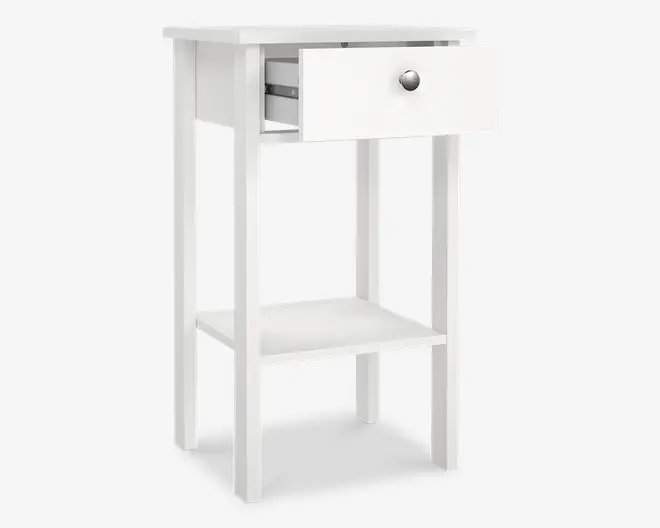 Sengebord Madrid hvid med 1 skuffe