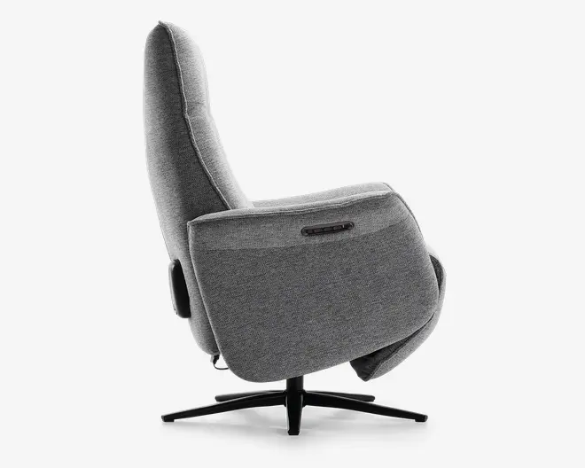 Drejestol m/indbygget fodskammel grå stof