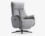 Drejestol m/indbygget fodskammel grå stof
