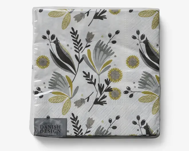 Servietter brun blomster 33x33 cm 