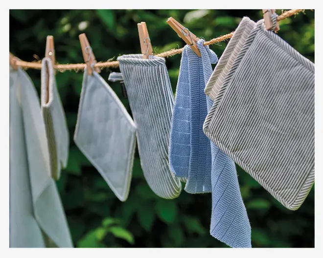 Grillhandske grøn/hvid 19x31cm