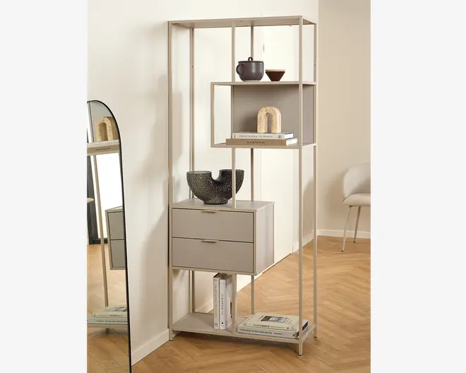 Bogreol Seaford grå m/skuffer