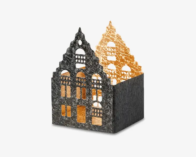 Hus t/fyrfadslys metal 7x7x10 cm