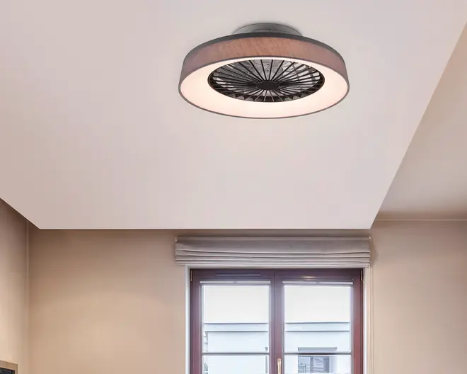 Loftlampe med ventilator grå