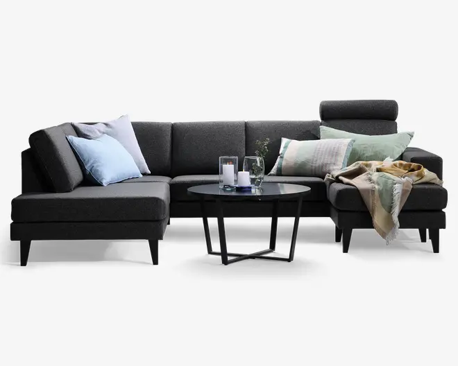 Sofa u-shape venstrevendt antracit
