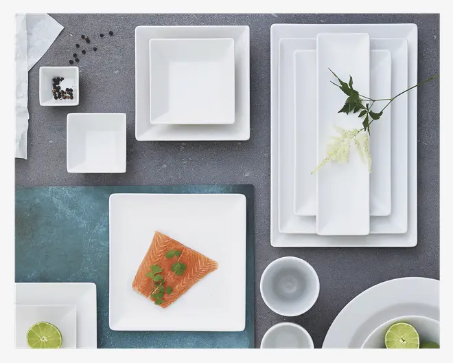 Quadro Tallerken Rektangulær 30x8 cm Hvid