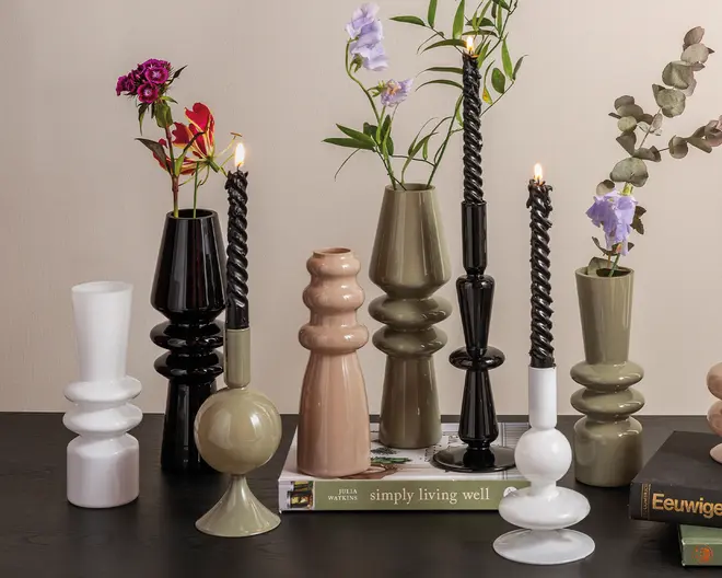 Vase sparkle cone glas sort H.25 cm 