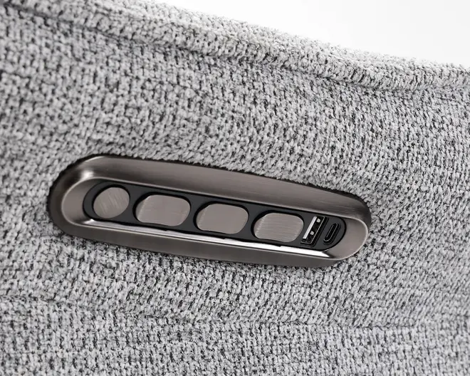 Drejestol m/indbygget fodskammel grå stof