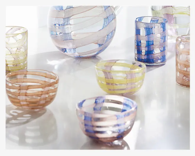 Skål Mønster Blå/Orange Ø.12 cm 