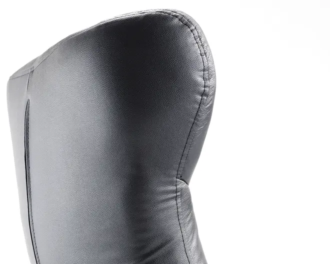 Drejestol m/indbygget fodskammel sort læder