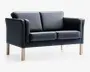 Sofa 2 pers. klassisk design sort læder