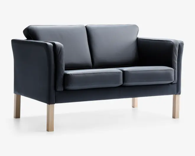 Sofa 2 pers. klassisk design sort læder