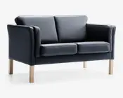 Sofa 2 pers. klassisk design sort læder