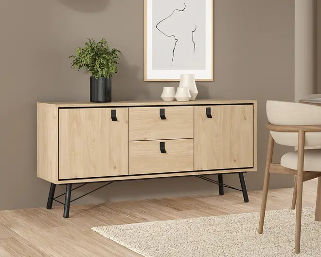 Skænk Ry B. 150 cm sort/eg