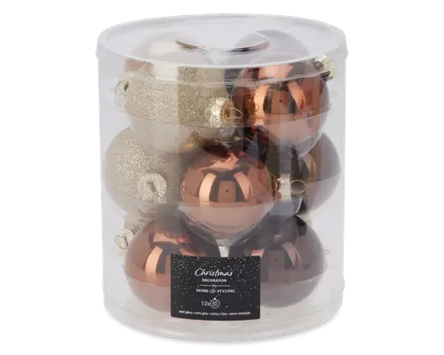 Julekugler amber sæt 12 stk. Ø.6 cm